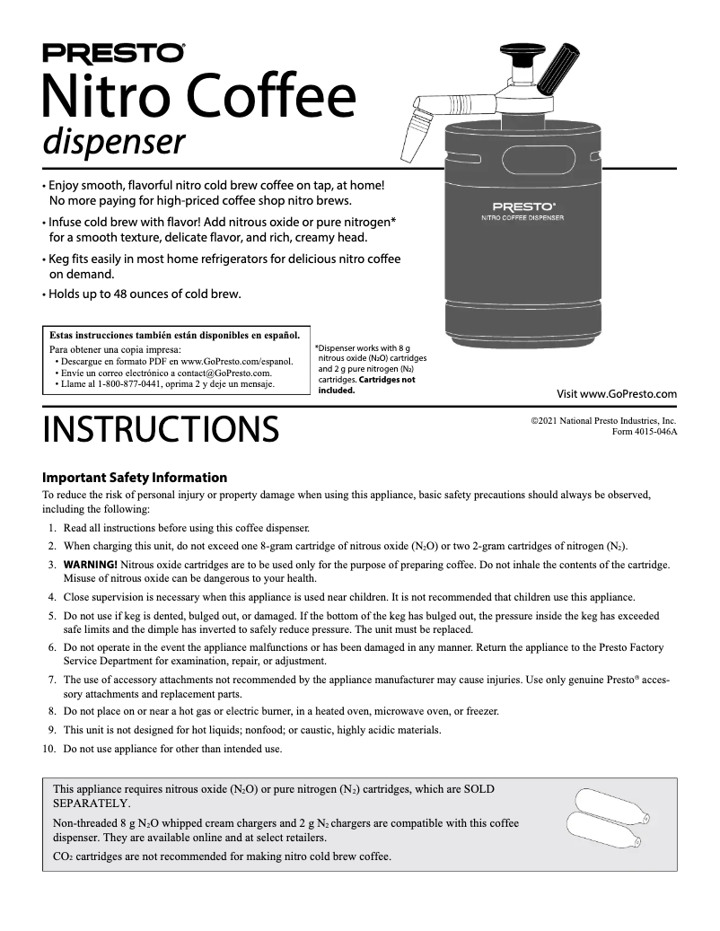 Page n°1 - Manuel utilisateur Presto Nitro 02939
