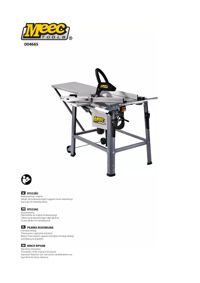 Page 1 de la notice Manuel utilisateur Meec Tools 004-665