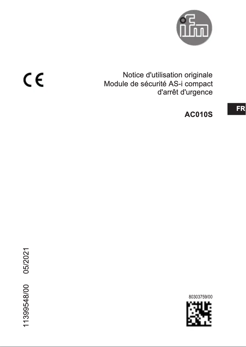 Page 1 de la notice Manuel utilisateur IFM AC010S