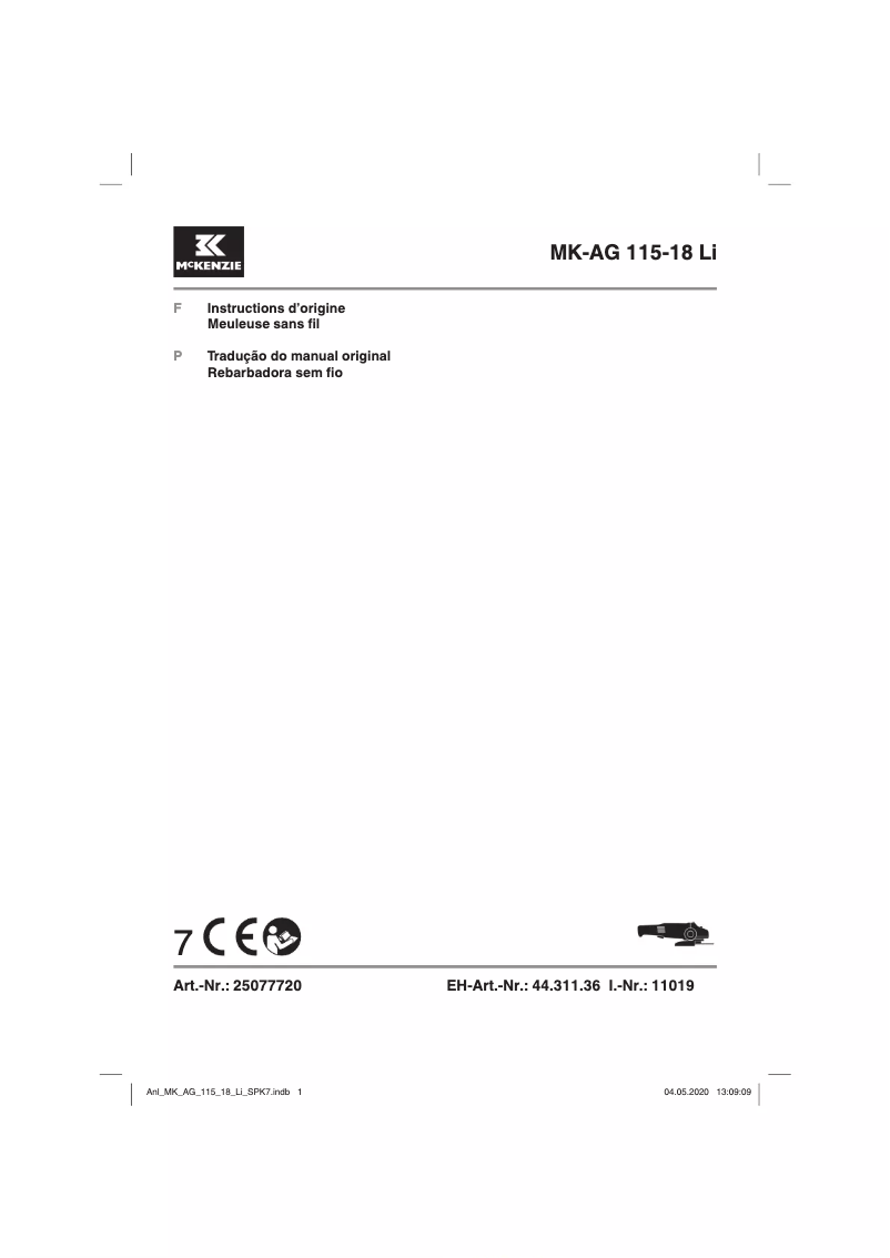 Page 1 de la notice Manuel utilisateur McKenzie MK-AG 115-18 Li
