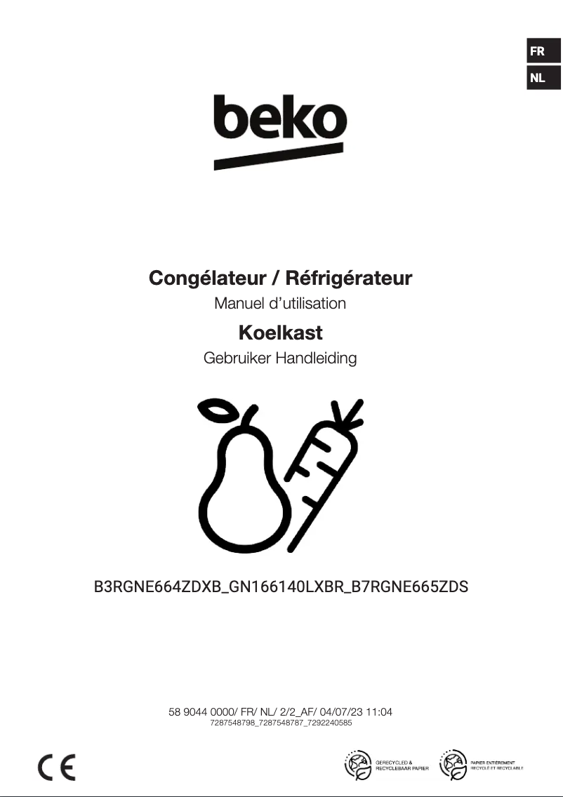 Image de la première page du manuel de l'appareil B7RGNE665ZDS