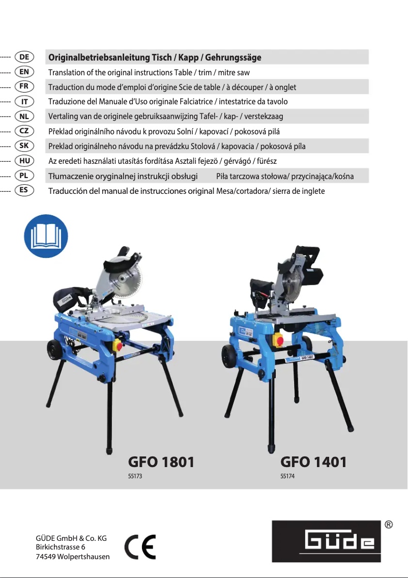 Image de la première page du manuel de l'appareil GFO 1801