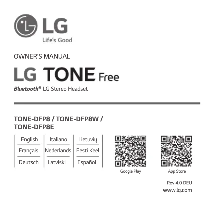 Page 1 de la notice Manuel utilisateur LG Tone Free DFP8