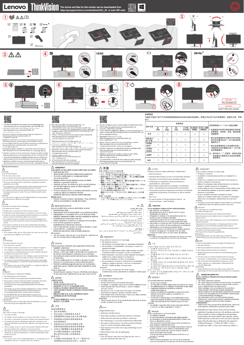 Page 1 de la notice Manuel utilisateur Lenovo ThinkVision T22v-20