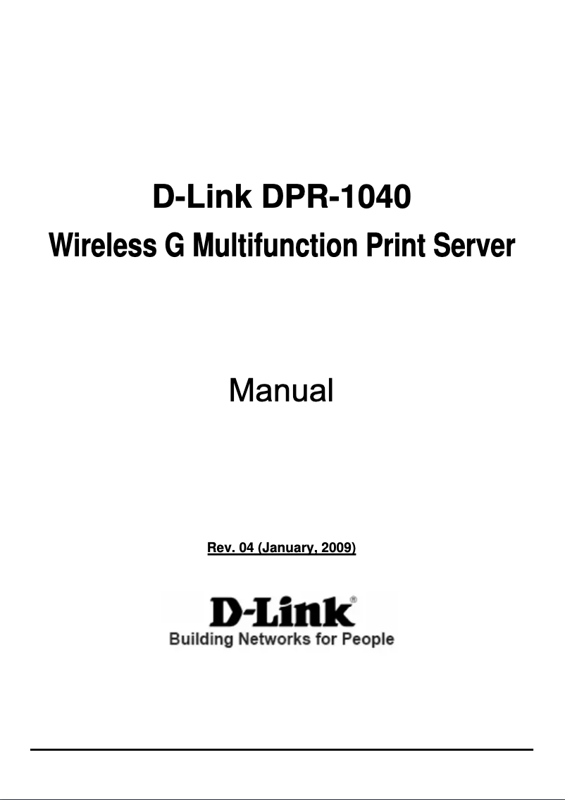 Page 1 of the manual User Manual D-Link DPR-1040
