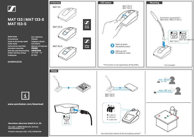 Page n°1 - Manuel utilisateur Sennheiser MAT 133-S