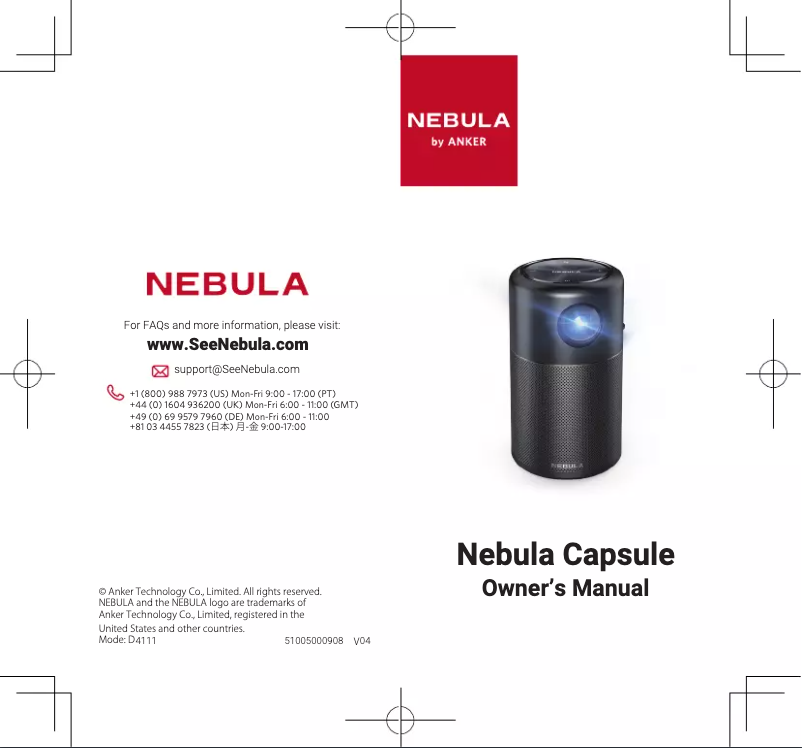 Page n°1 - Manuel utilisateur Nebula Capsule D4111