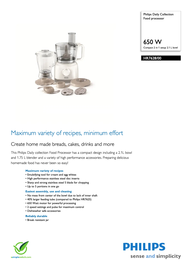 Image de la première page du manuel de l'appareil Daily Collection HR7628