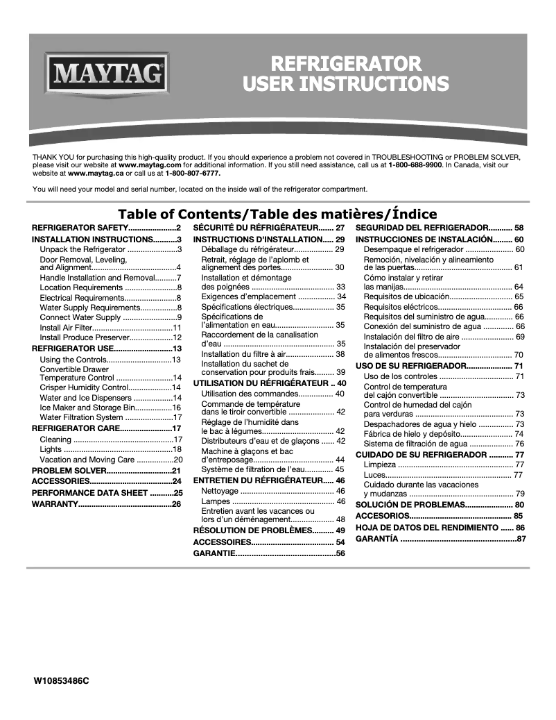 Page 1 de la notice Manuel utilisateur Maytag MSC21C6MFZ