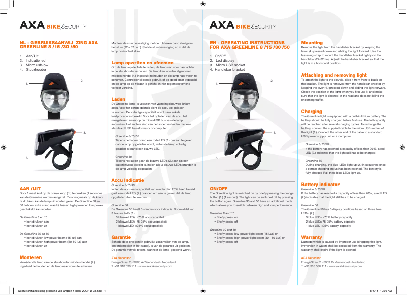 Imagen de la primera página del manual del dispositivo Greenline 8