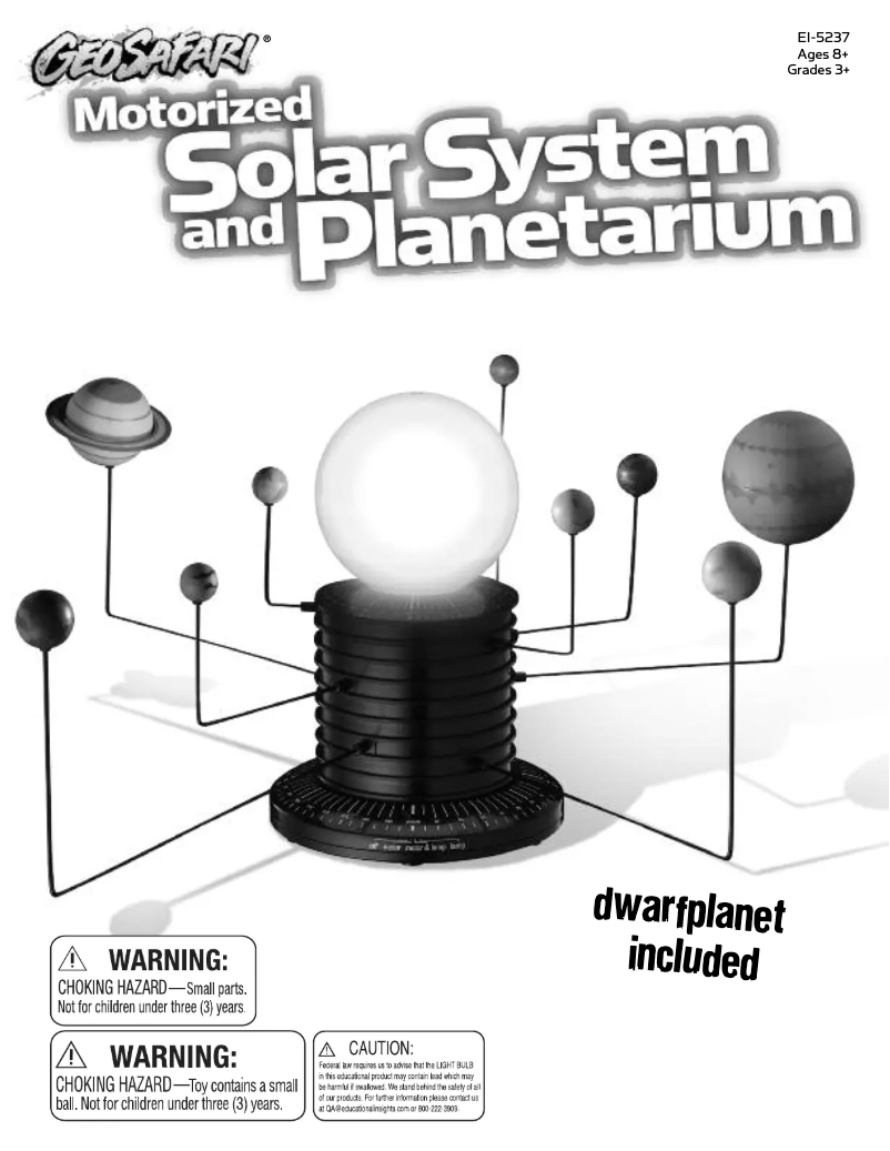 Page 1 de la notice Manuel utilisateur Learning Resources GeoSafari Motorized Solar System