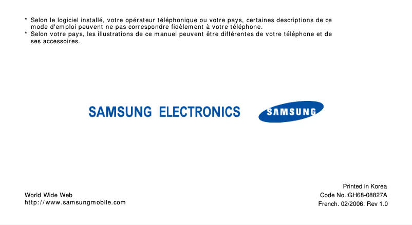 Image de la première page du manuel de l'appareil SGH-Z510