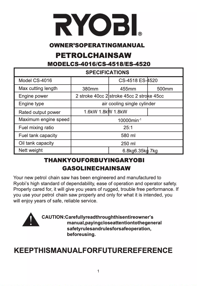 Image de la première page du manuel de l'appareil CS-4016