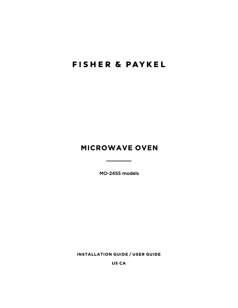 Page n°1 - Manuel utilisateur Fisher & Paykel MO-24SS-3Y