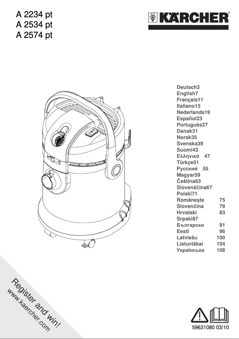 Page n°1 - Manuel utilisateur Kärcher A 2234 pt