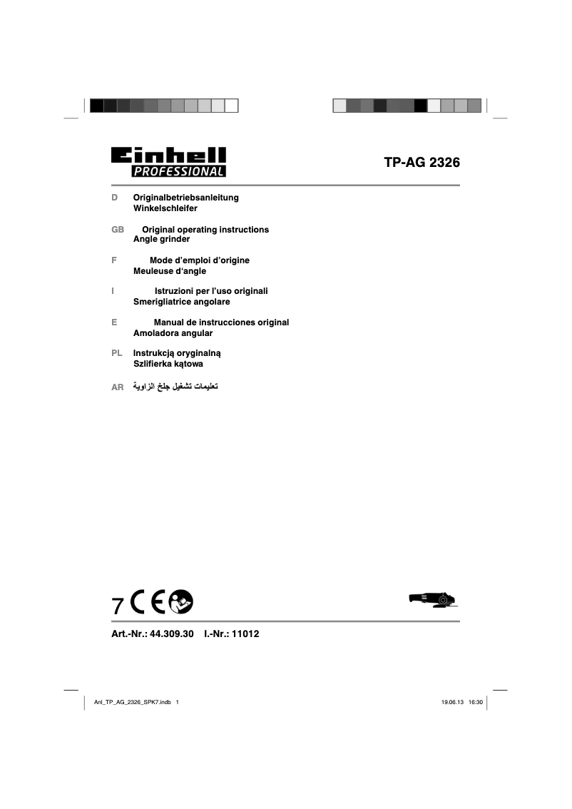 Page 1 de la notice Manuel utilisateur Einhell TP-AG 2326
