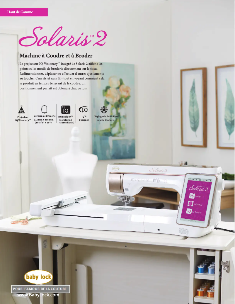 Page n°1 - Fiche technique Baby Lock Solaris 2