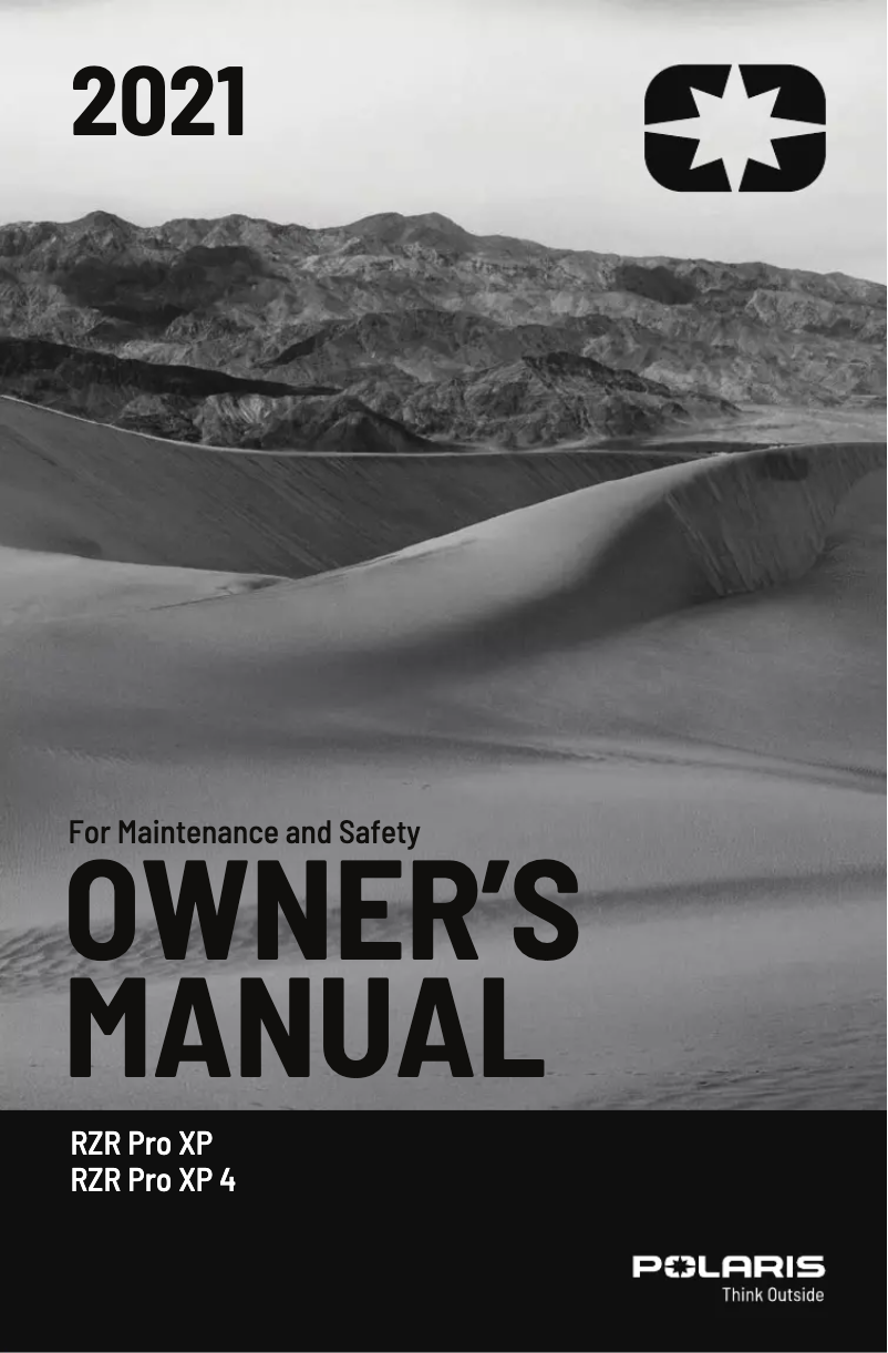 Page n°1 - Manuel utilisateur Polaris RZR Pro XP 4 Sport (2021)