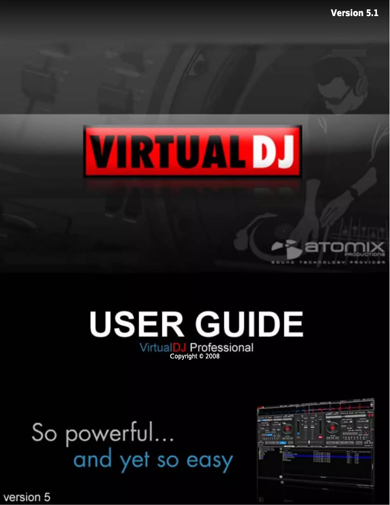 Page 1 de la notice Manuel utilisateur Atomix Virtual DJ 5.1