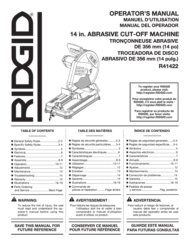Página 1 del manual Manual de usuario Ridgid R4142