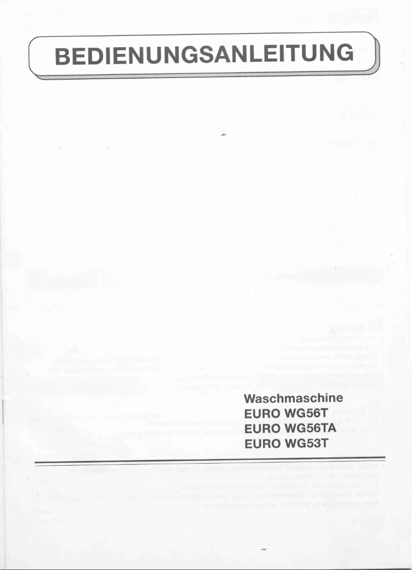 Image de la première page du manuel de l'appareil Euro WG53T