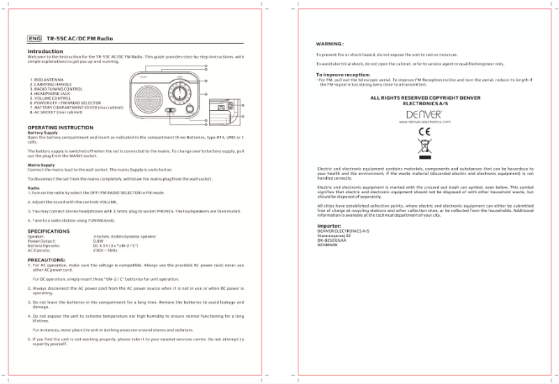 Page n°1 - Manuel utilisateur Denver TR-55C