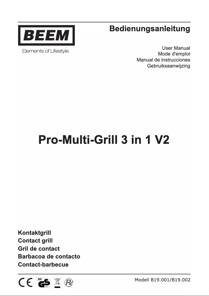 Image de la première page du manuel de l'appareil Pro-Multi-Grill 3 in 1 V2