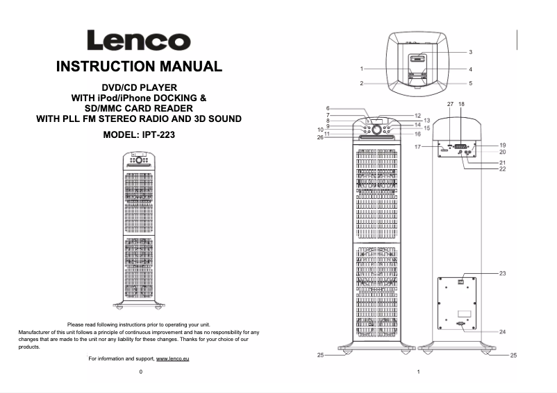 Image de la première page du manuel de l'appareil iPT-22 DVD