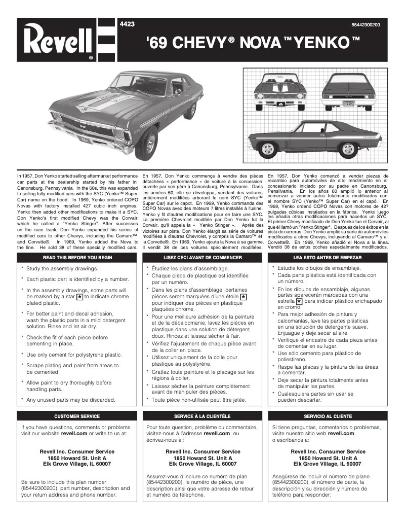 Image de la première page du manuel de l'appareil '69 Chevy Nova Yenko
