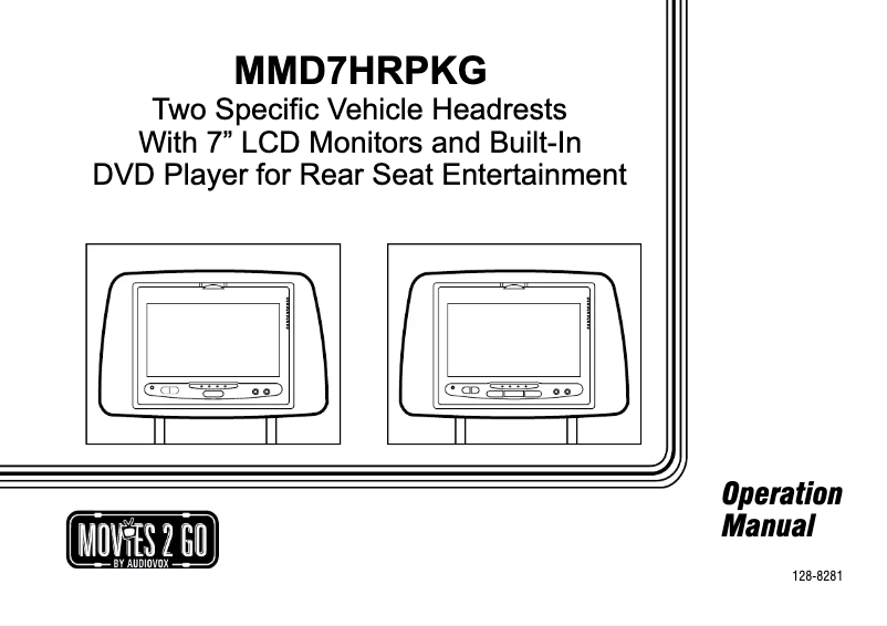 Page 1 de la notice Manuel utilisateur VOXX MMD7HRPKG