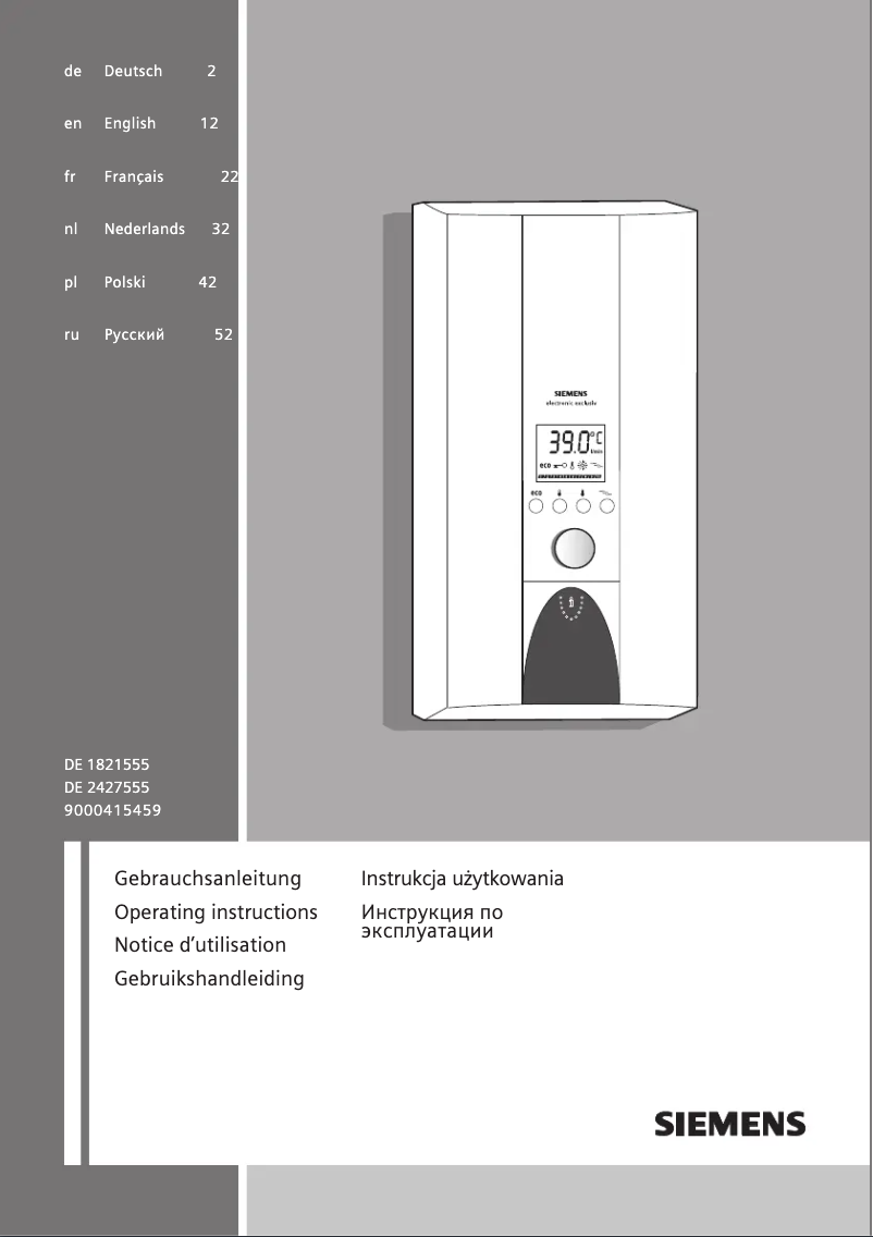 Page n°1 - Manuel utilisateur Siemens DE1821555