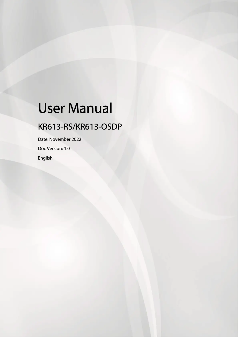 Page 1 of the manual User Manual ZKTeco KR613-OSDP