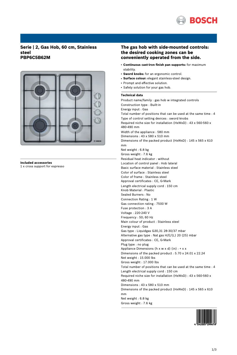 Image de la première page du manuel de l'appareil PBP6C5B62M