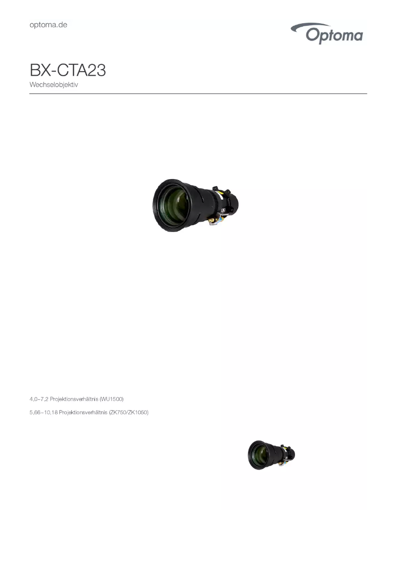 Page n°1 - Manuel utilisateur Optoma BX-CTA23