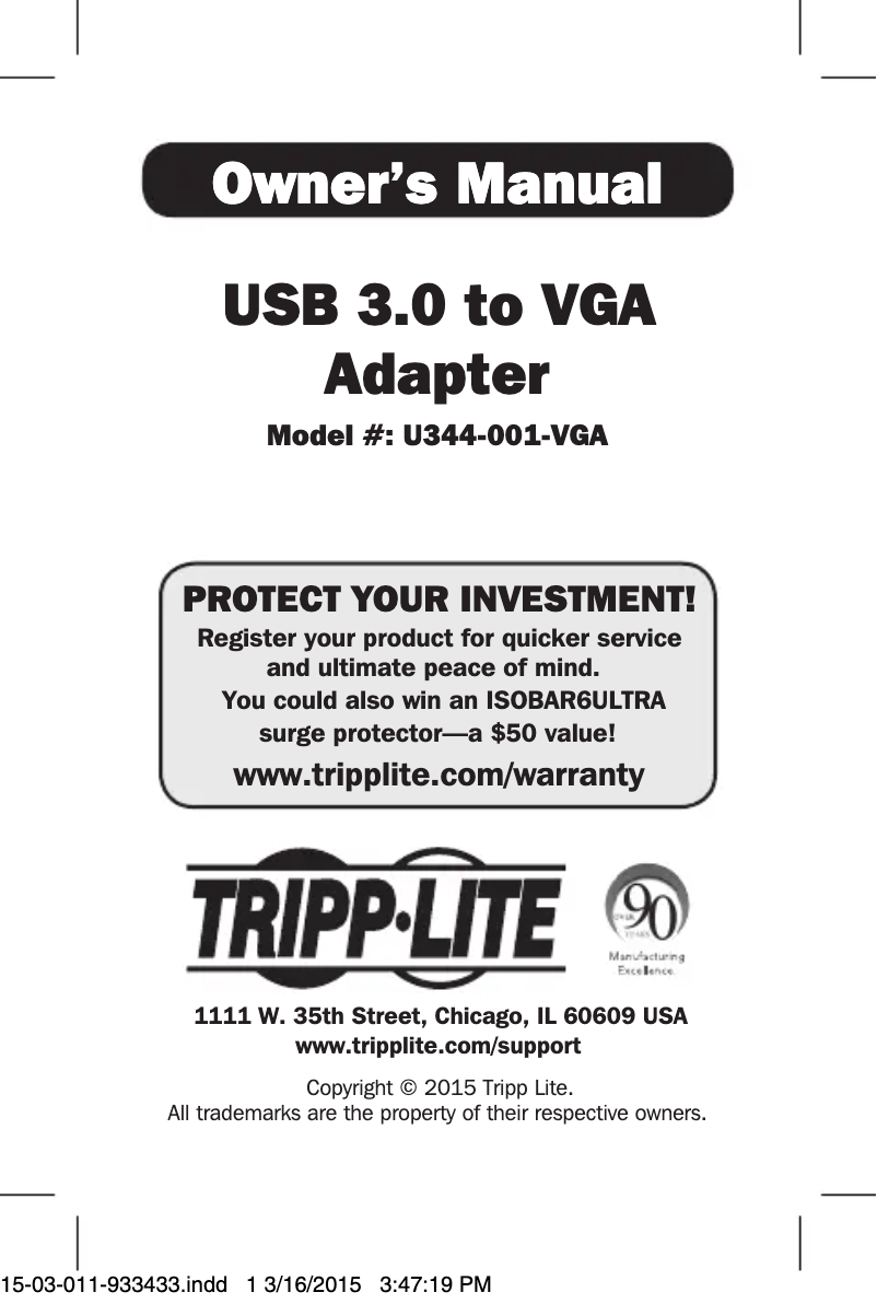 Image de la première page du manuel de l'appareil U344-001-VGA