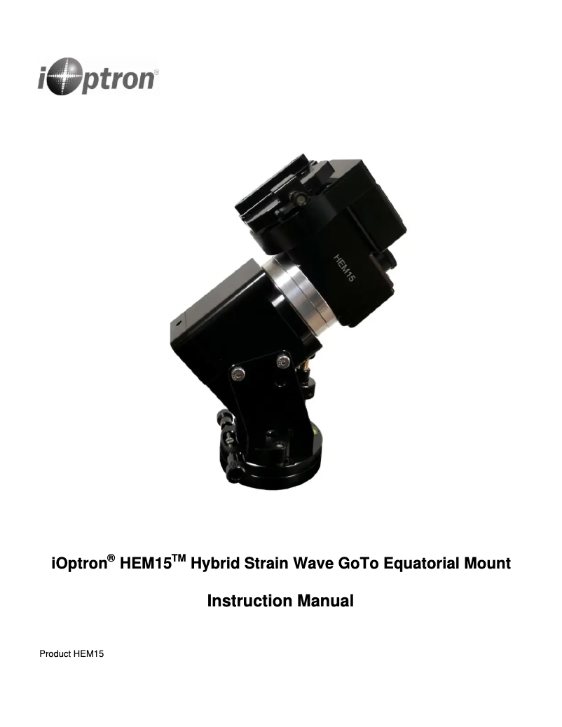 Page n°1 - Manuel utilisateur iOptron HEM15