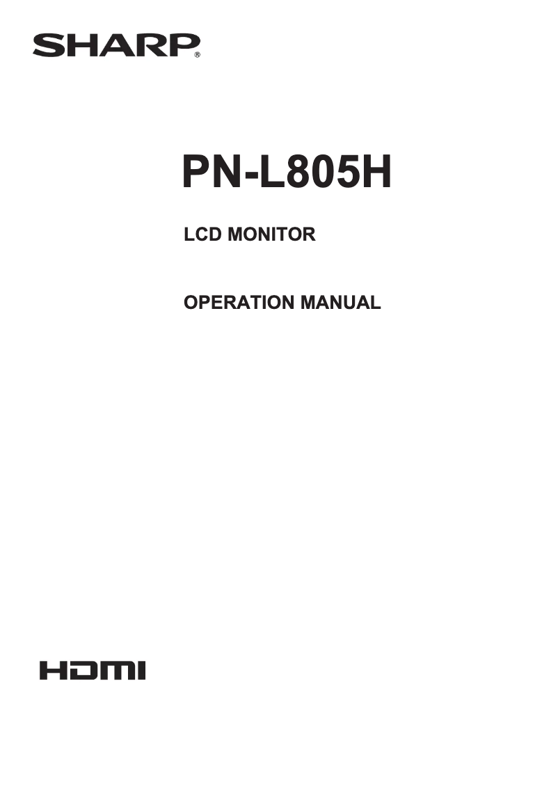 Page 1 de la notice Manuel utilisateur Sharp Aquos PN-L805H