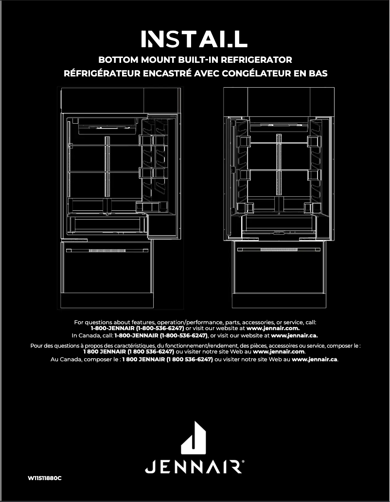 Page 1 de la notice Guide d'installation Jenn-Air JF42NXFXDE