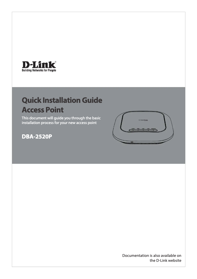 Page 1 de la notice Guide d'installation D-Link DBA-2520P