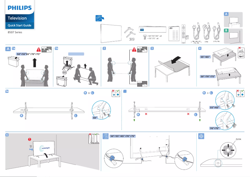 Page 1 of the manual Quick Start Guide Philips 70PUT8507