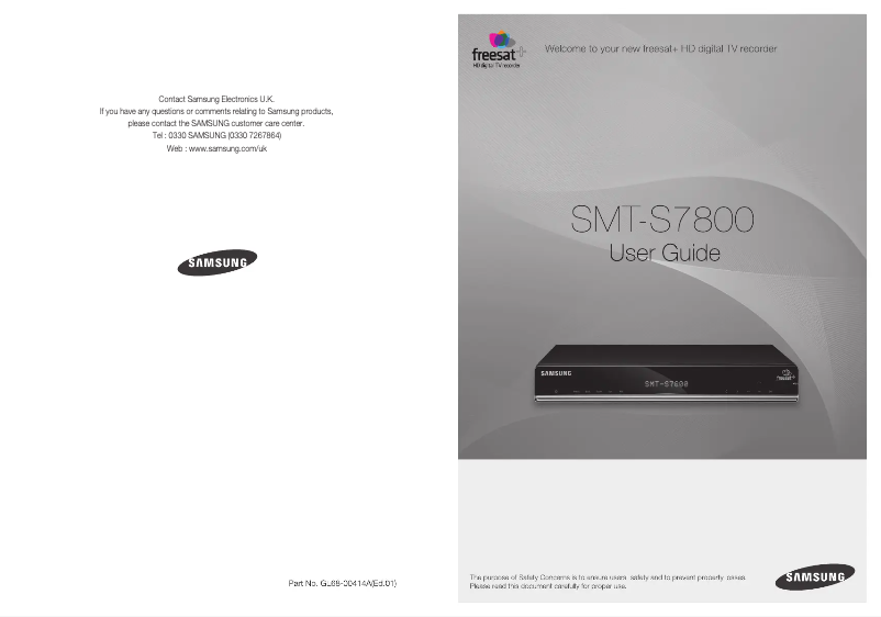 Page n°1 - Manuel utilisateur Samsung SMT-7800 (Freesat)