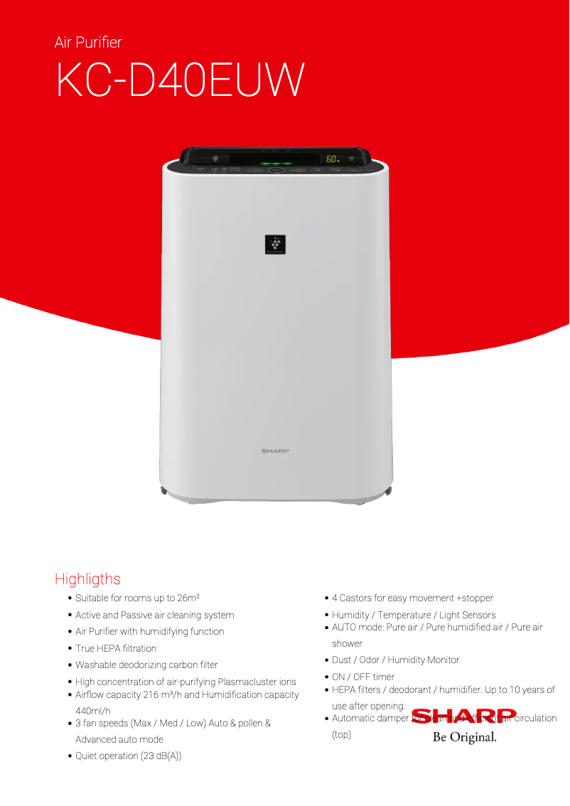 Image de la première page du manuel de l'appareil KC-D40EUW