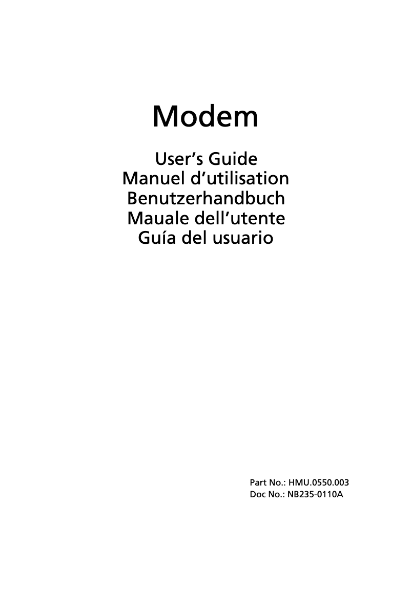 Image de la première page du manuel de l'appareil System Modem