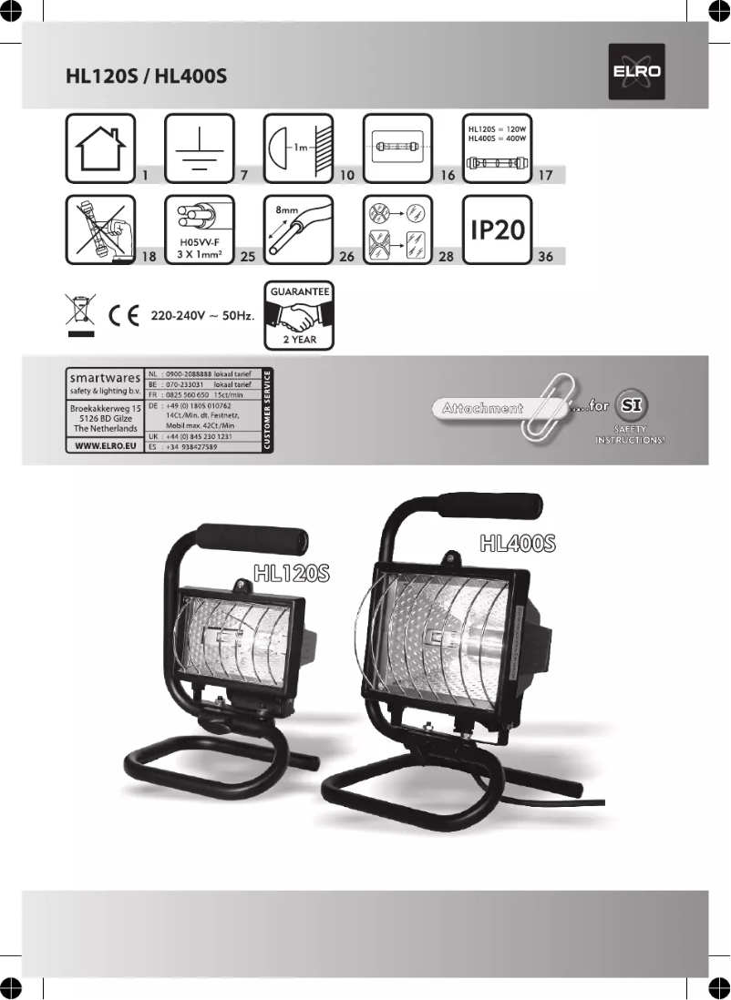 Página 1 del manual Manual de usuario Elro HL120S