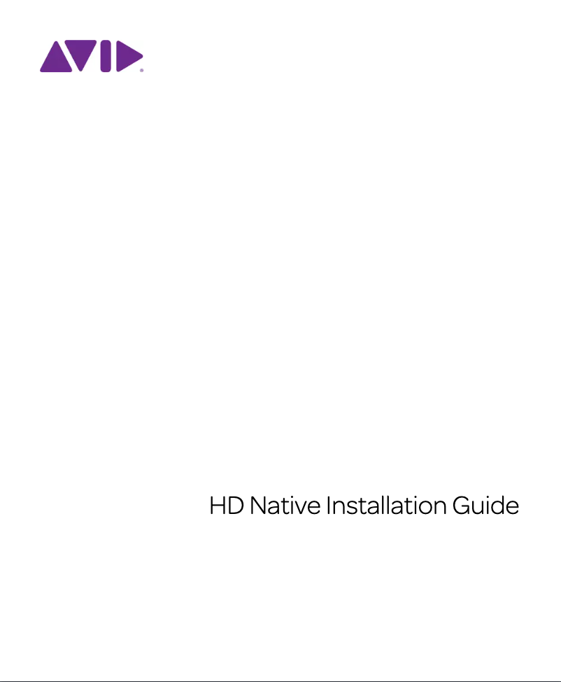 Page 1 de la notice Manuel utilisateur Avid Pro Tools HD Native