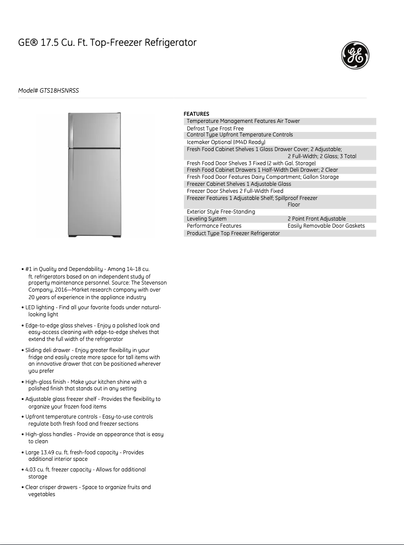 Image de la première page du manuel de l'appareil GTS18GSNRSS