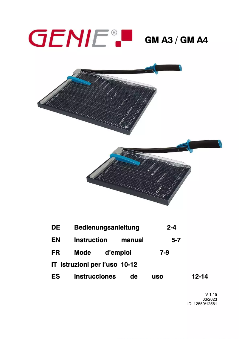 Page 1 de la notice Manuel utilisateur Genie GM A3