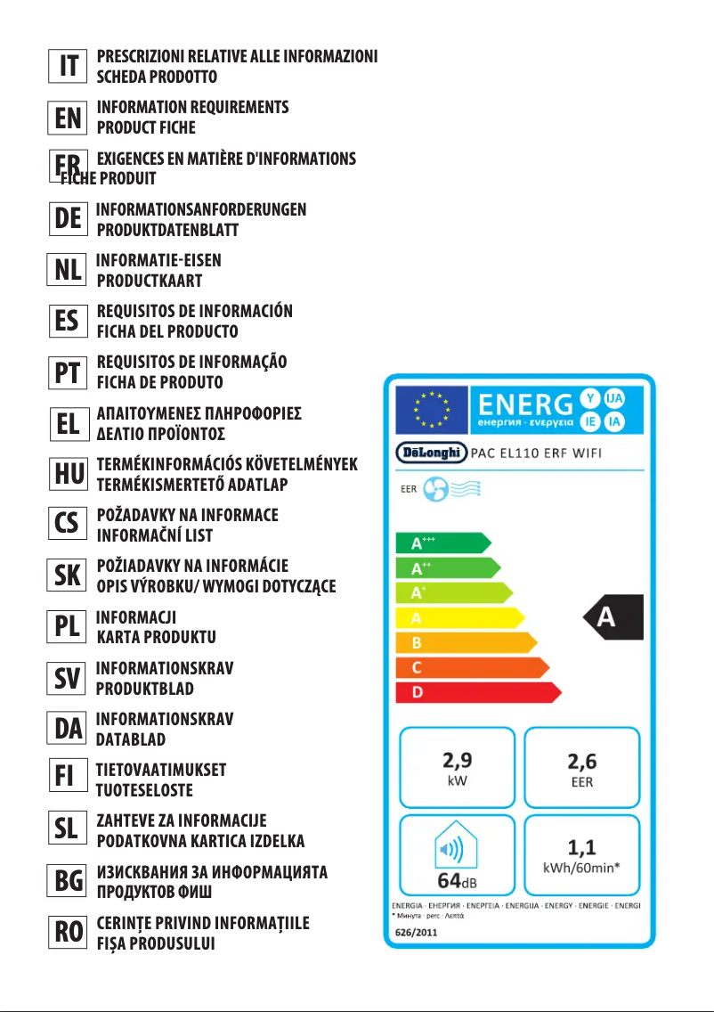 Image de la première page du manuel de l'appareil Pinguino PAC EL110 ERF WIFI