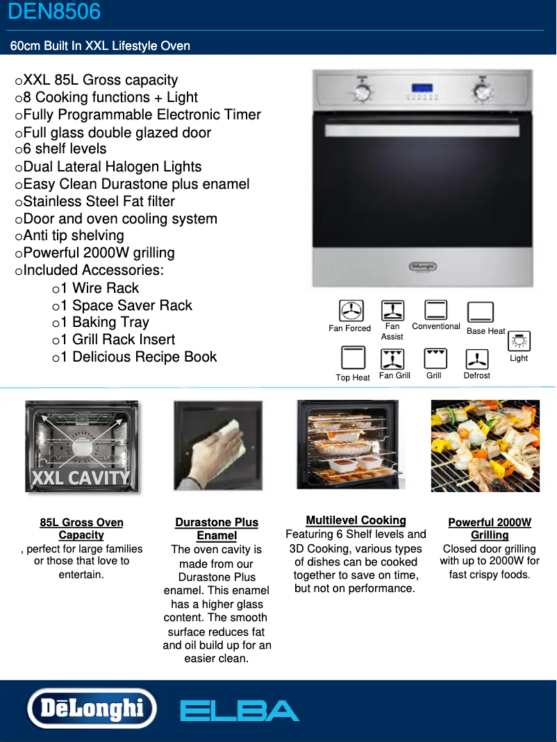 Page 1 of the manual Technical Sheet DeLonghi DEN8506