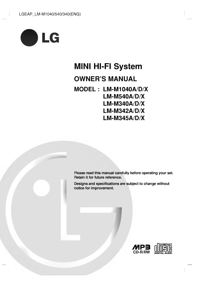 Image de la première page du manuel de l'appareil LM-M1040A
